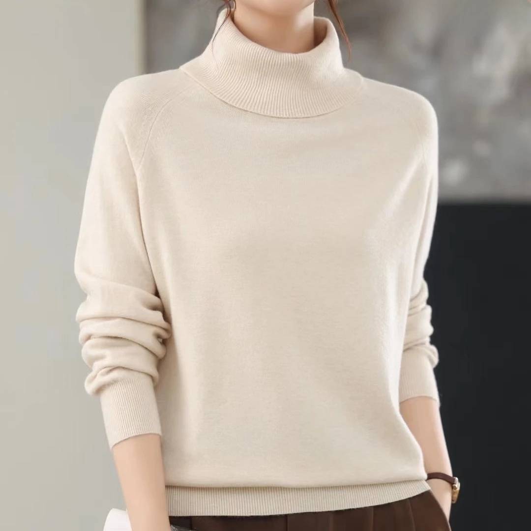 【苗姐衣橱】秋冬简约高领纯色丝光羊毛衣2802