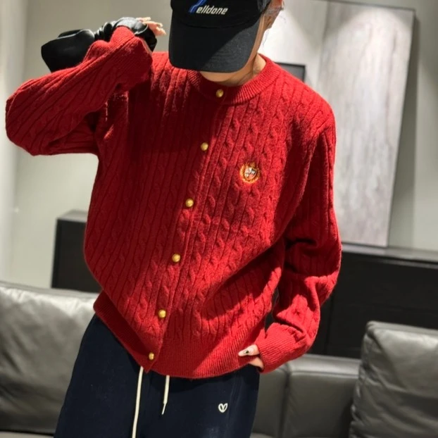 【苗姐衣橱】小众设计感英伦风麻花毛开衫987