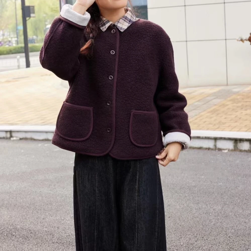 苗姐【归然寻真】设计感元宝呢羊毛棉外套5985