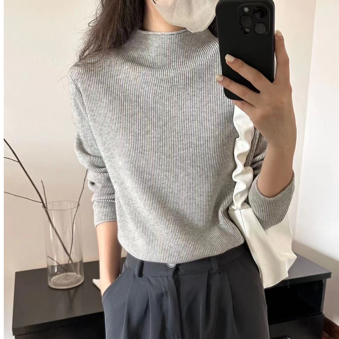 【苗姐衣橱】简约百搭款半高领套头毛衫2297