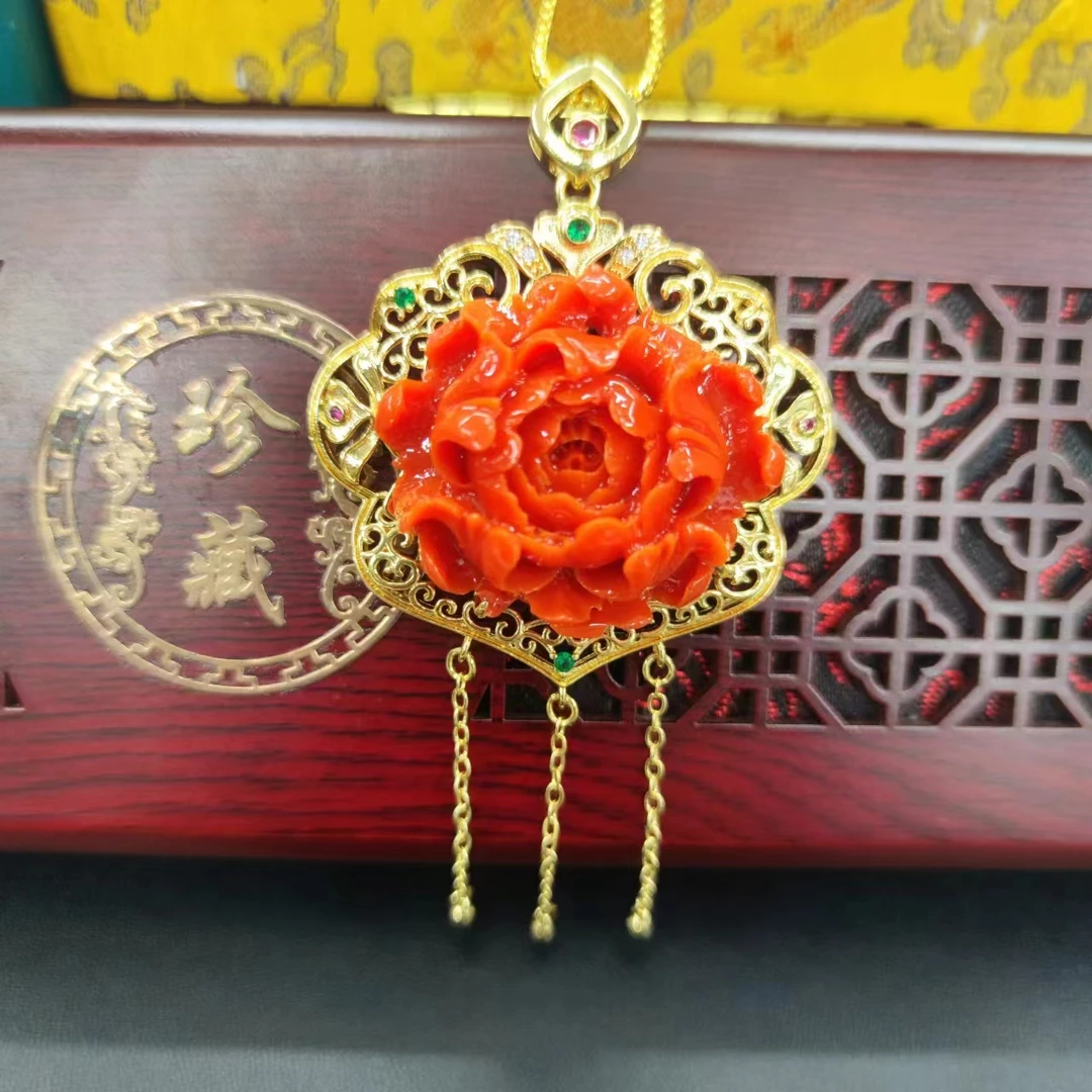 【好运】C031收藏藏红胶脂花吊坠发一