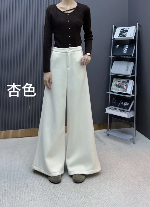 加绒2024年气质微喇叭裤女冬款新款设计感高腰显瘦垂感阔腿长裤91