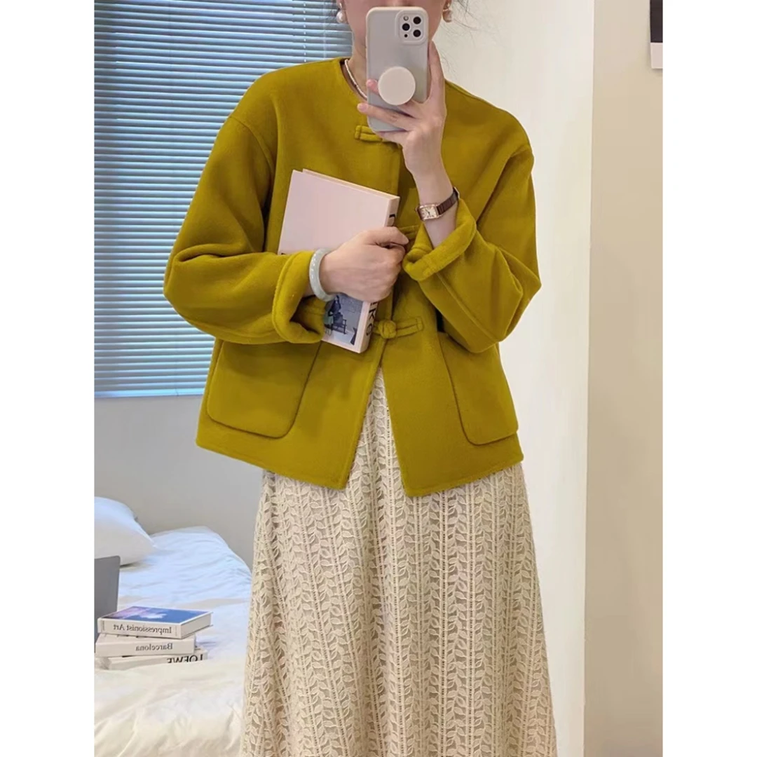 ONEOF 早春新款国风款羊毛大衣短外套