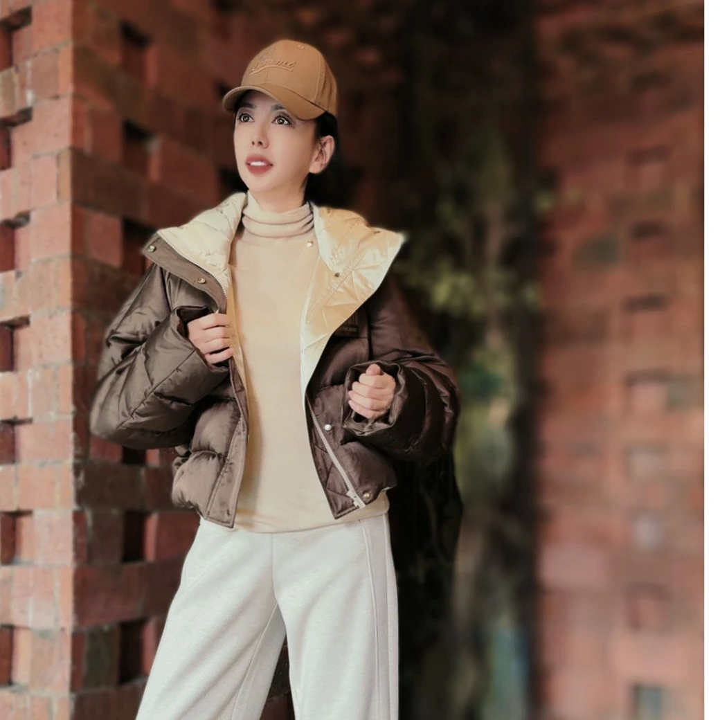 【阿春】丨“秋冬加厚时尚洋气百搭白鹅绒短款外套”