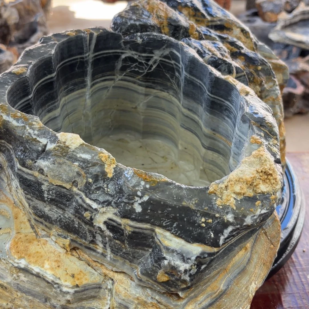 石头芙*王灵璧石花盆 天然外形