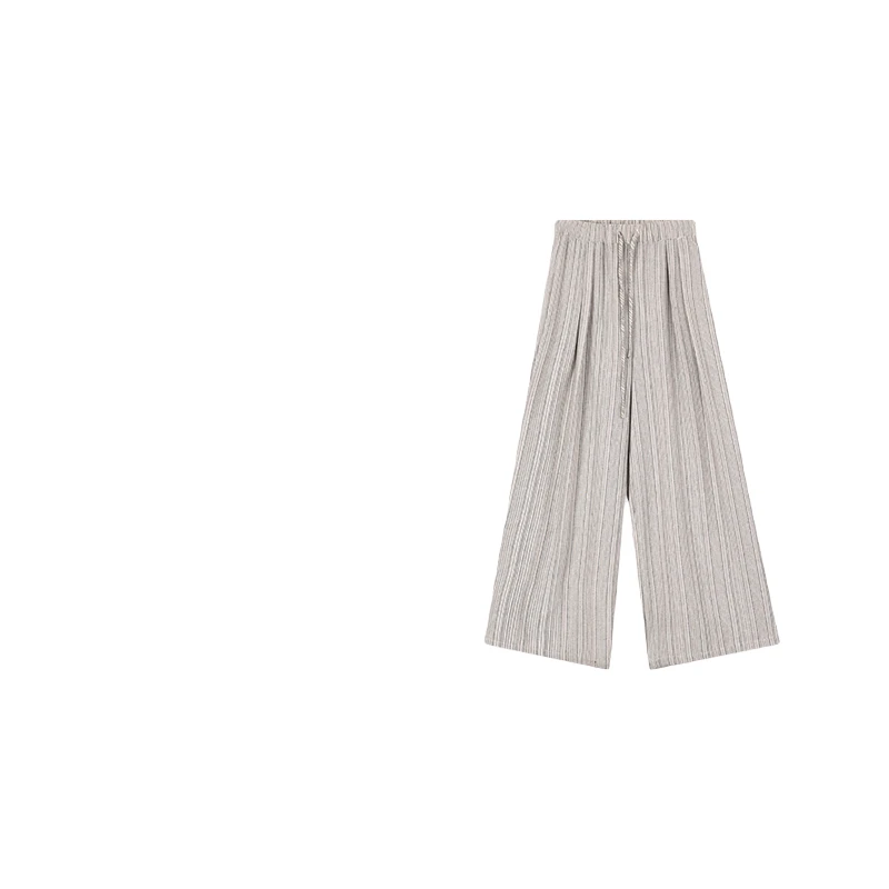 【小哥专享】韩版时尚洋气条纹休闲宽松松紧百搭腰阔腿裤K1941