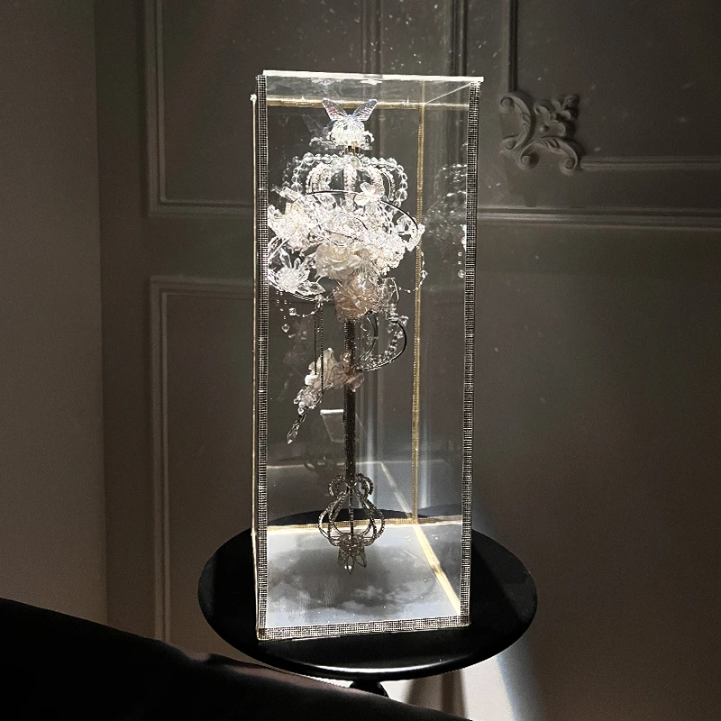 江梦设计[钻边展示盒]重工加厚亚克力材质适合权杖手捧花高级包装