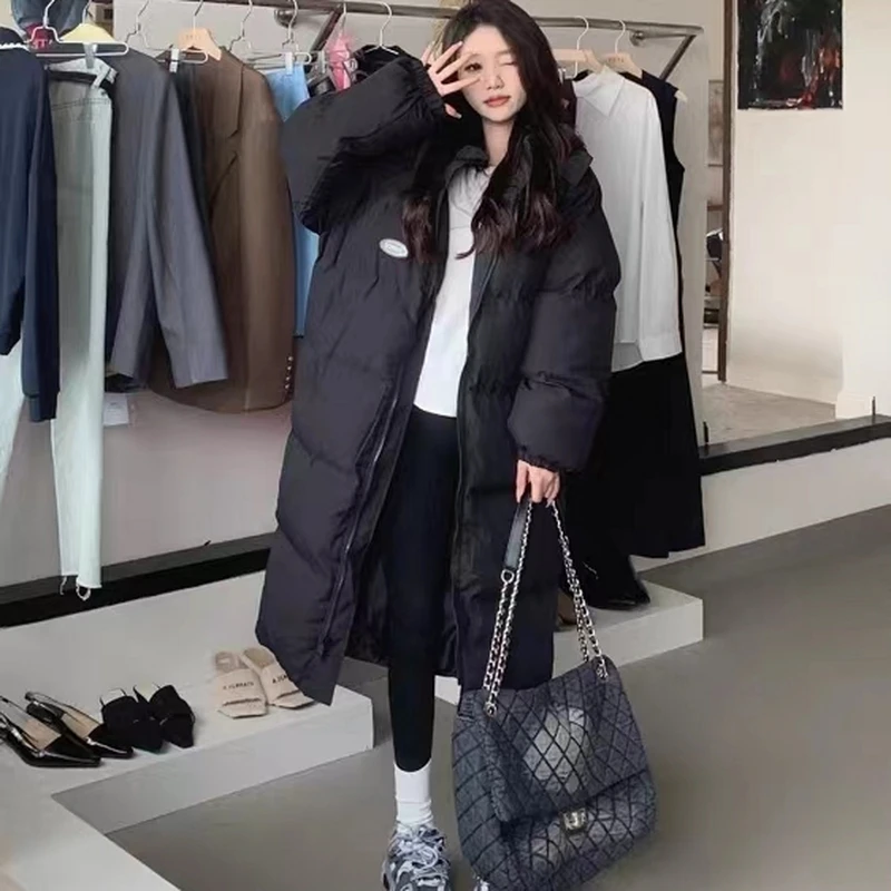 S【606】棉服女中长款新款加厚过膝棉衣外套小个子韩版宽松棉袄