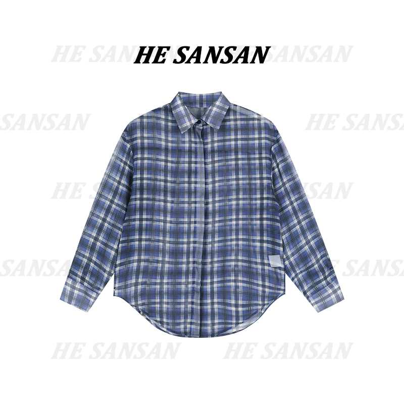 【SANSAN】“格子”气质百搭格子开衫长袖衬衫DY-1297