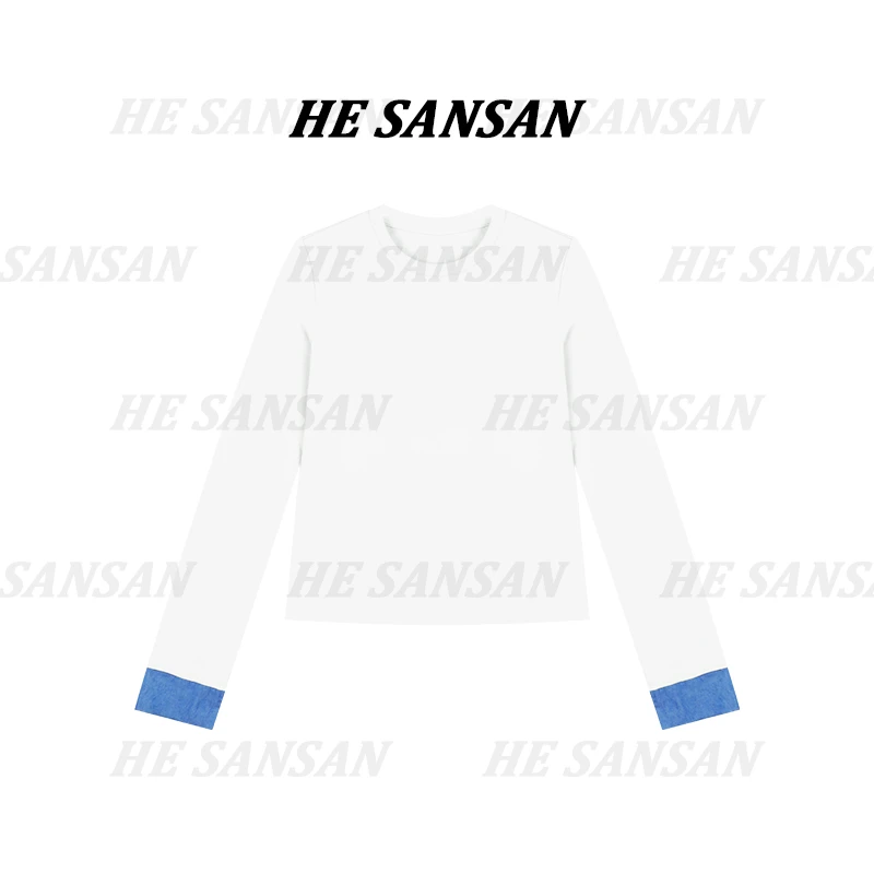 【SANSAN】轻奢气质长袖拼色几件百搭套头上衣DY-7241