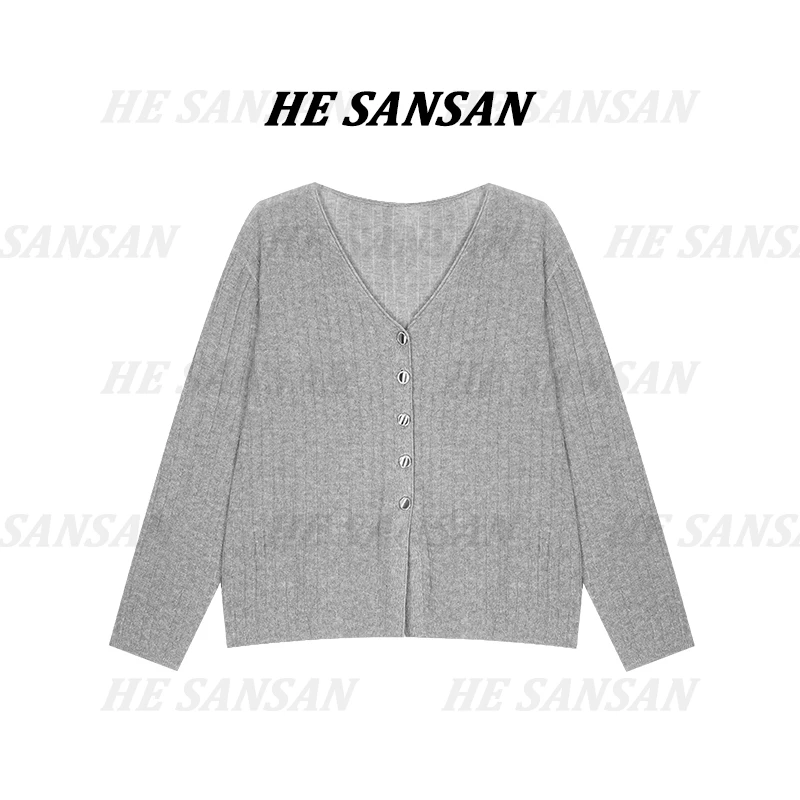 【SANSAN】气质减龄百搭休闲V领开衫长袖DY-3435