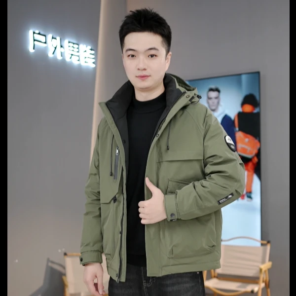 冬季新款工装户外冲锋衣款鸭绒羽绒服男装情侣款立体解构保暖外套