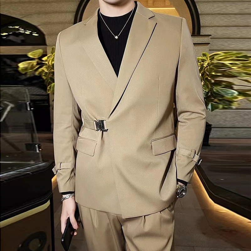 男士高级感休闲西服套装春秋季2024新款痞帅修身爆款高端西装外套