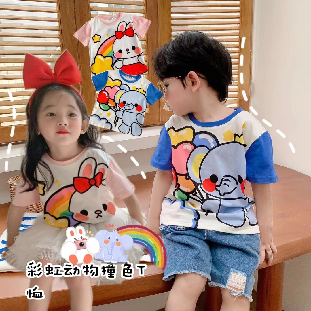 2024年新款时尚女宝宝休闲百搭夏季休闲中小女童短袖T恤圆领儿童