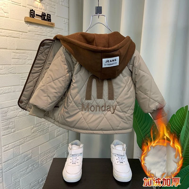 男童冬季棉衣外套2025新款儿童加厚棉服潮酷宝宝时髦保暖棉袄童装