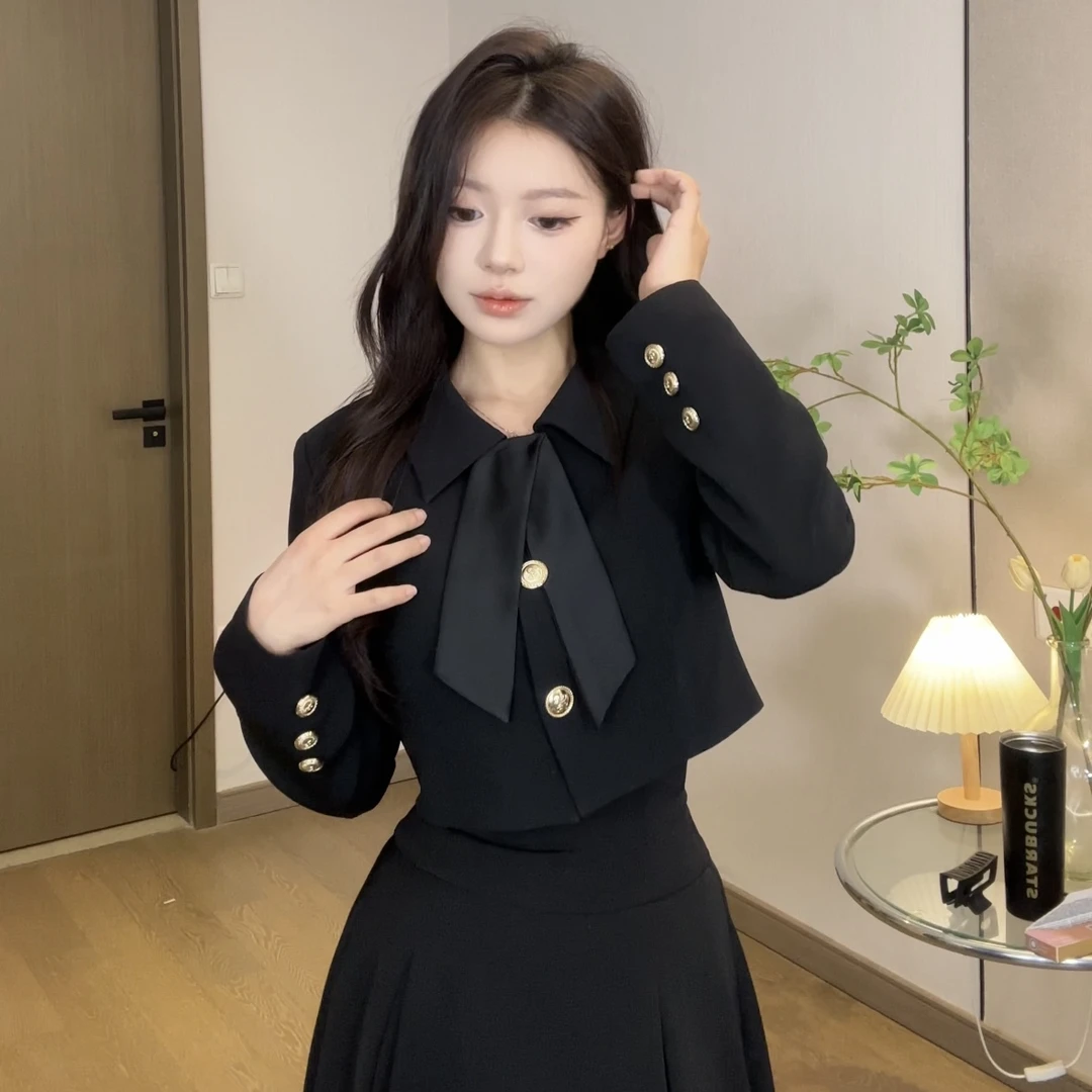 onee自制小个子徐睿之蚂蚁腰黑色气质显瘦高腰小众西装套装