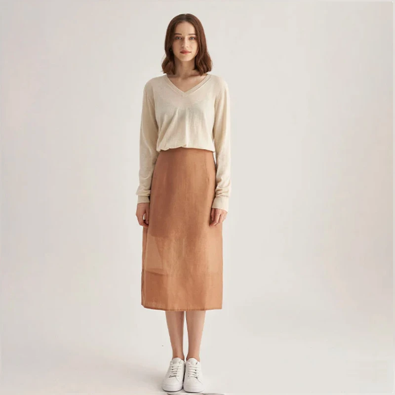 【100支羊绒衫】GREENMOUNT女士100支单面穿V领永恒款S21-1748