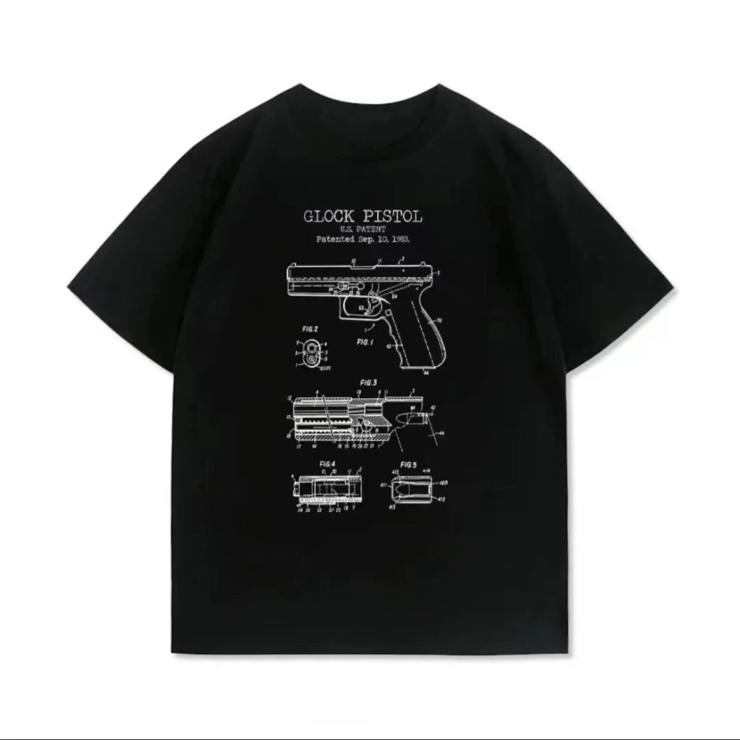 Glock格洛克战术射击IPSC手枪细节印花纯棉短袖T恤宽松休闲联名