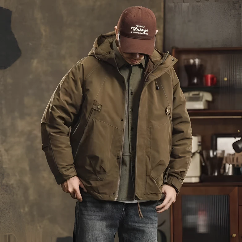 美式工装羽绒服男冬季夹克户外防水保暖羽绒内胆可拆卸冲锋外套潮