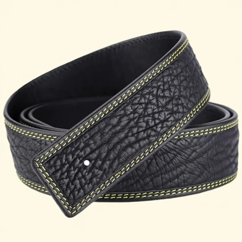 3.8cm稀有牛皮板扣带身男士真皮结实耐用腰带不含头