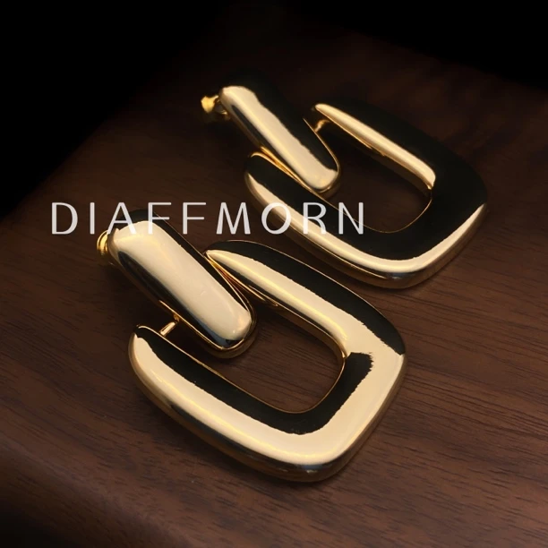 铜合金莫桑石耳饰 D.F.M〖时光倒影〗法式极简风质感耳环