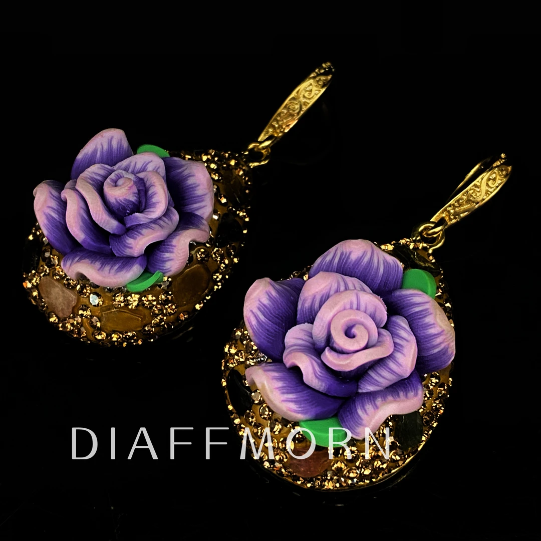 铜合金珐琅耳饰 D.F.M〖永生花〗 重工手工雕刻高贵典雅套装