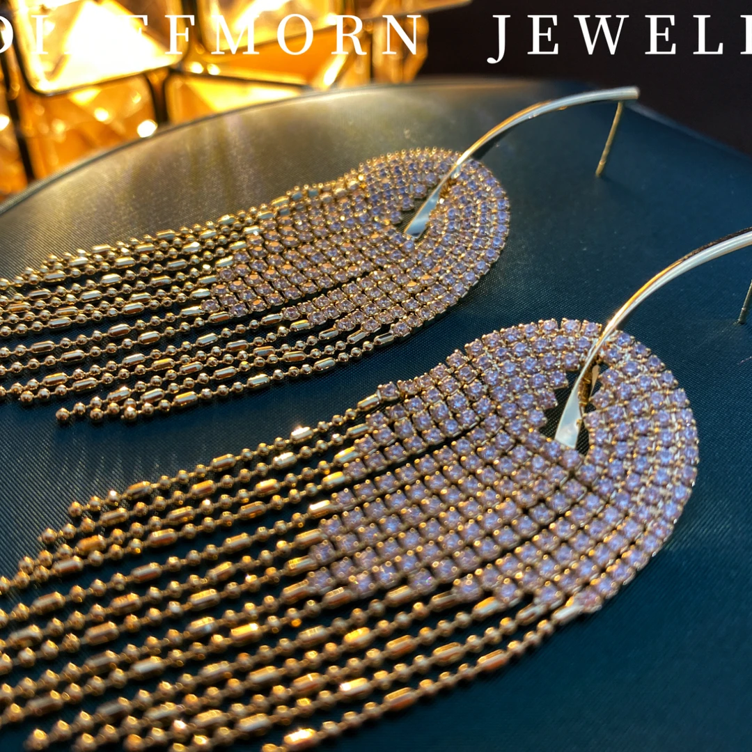 铜合金玻璃耳饰 D.F.M〖执子之手〗高质量大气流苏耳环