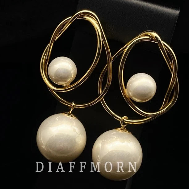 铜合金仿珍珠耳饰 D·F·M【佳人如故】设计师款复古时尚珠珠耳环