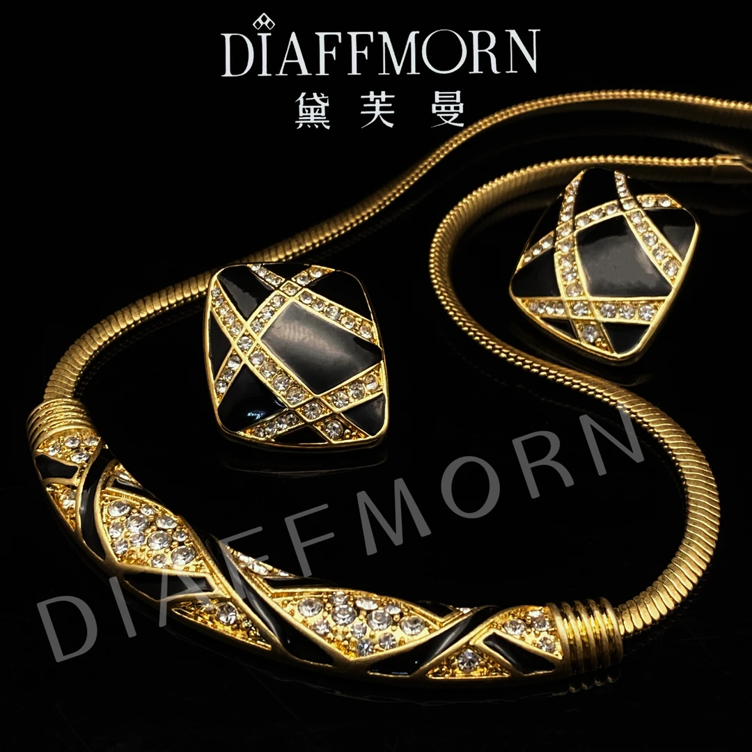 铜合金珐琅耳饰 D.F.M〖黑色诱惑〗重工高质量大气耳环/项链