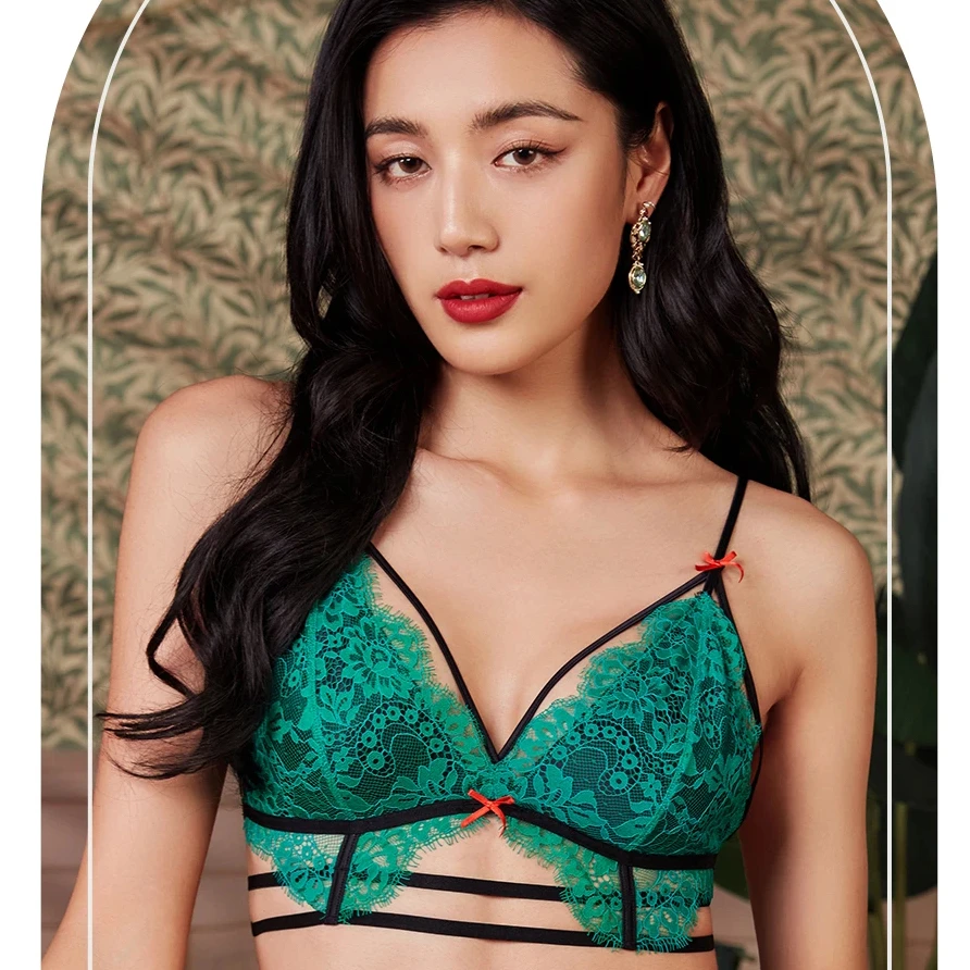 布迪设计性感蕾丝夏季新款薄款舒适水晶三角杯聚拢文胸女士内衣