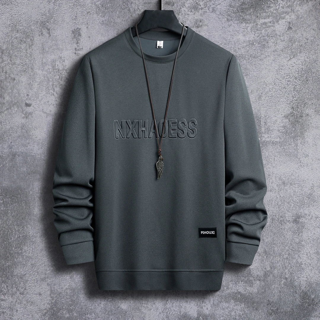 长袖t恤春秋季重磅圆领休闲卫衣男2024新款潮牌宽松套头内搭男装