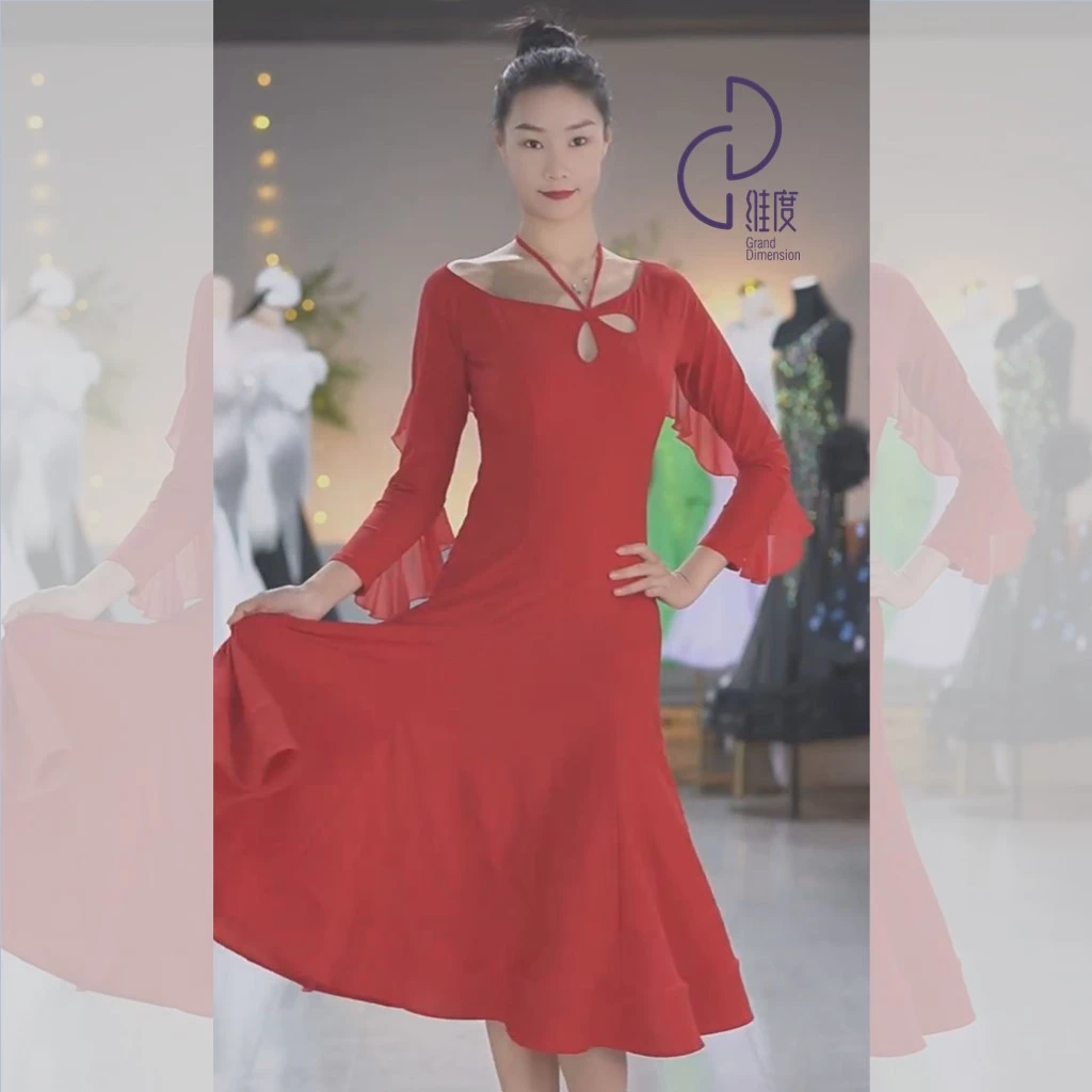 【维度舞服】L224新款连衣裙摩登蹈服拉丁舞女华尔兹练习服溯源好