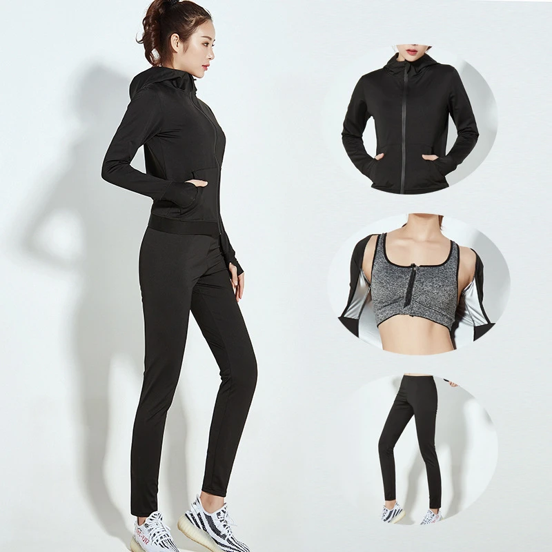 暴汗服女套装跑步运动健身爆汗服女发汗服收腹紧身高腰瑜伽爆汗裤