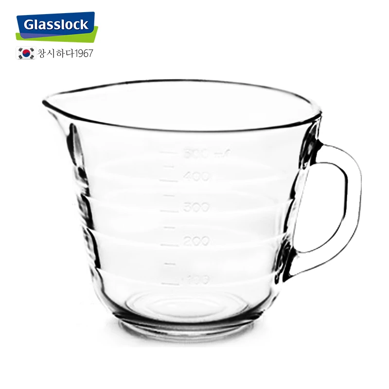 Glasslock刻度玻璃杯牛奶杯儿童早餐量杯水杯微波炉加热牛奶杯子