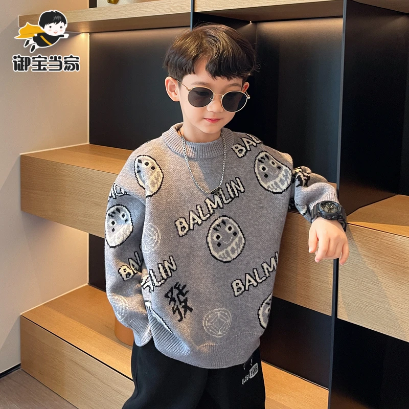 童装男童毛衣2024新款秋冬装儿童套头打底针织衫YB8035