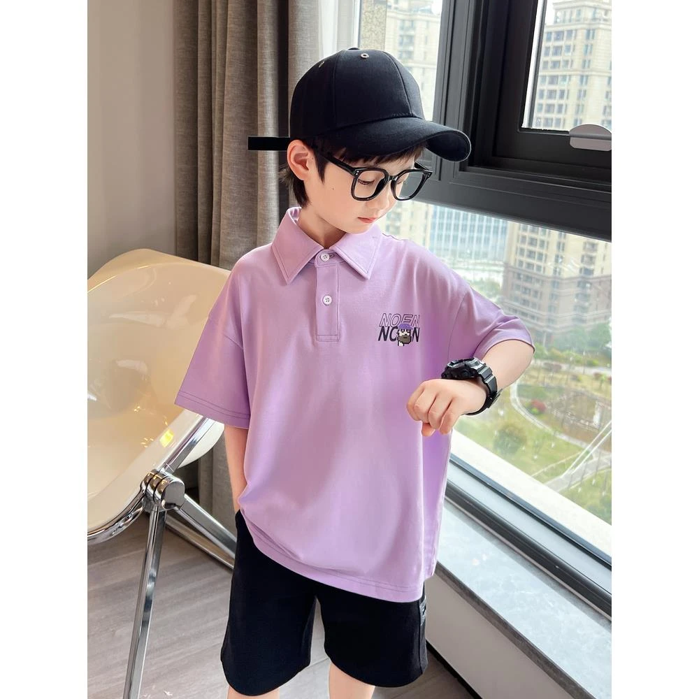 男童t恤短袖夏装新款polo衫宽松上衣中大童洋气半袖YB9577