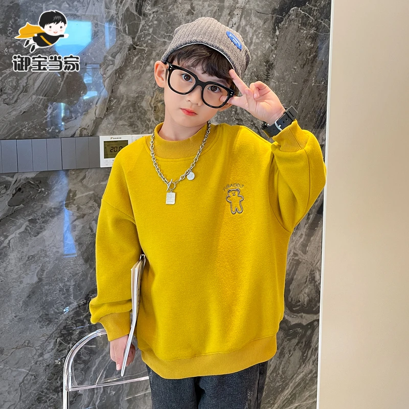 御宝当家男童加绒卫衣一体绒秋冬装2024新款上衣绒衫YB8671