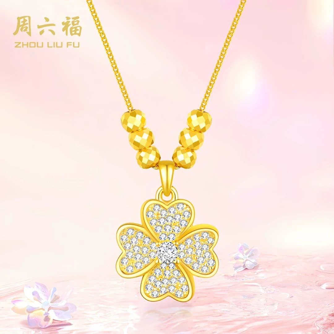 ZHOU LIU FU/周六福 坠链均925银合成锆石 幸运之愿-Y6254-tt