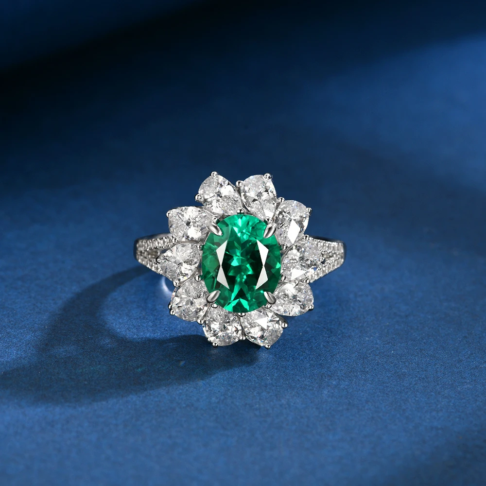 培育祖母绿R2430 新款镶嵌蛋形木佐绿色时尚百搭戒指4-12#