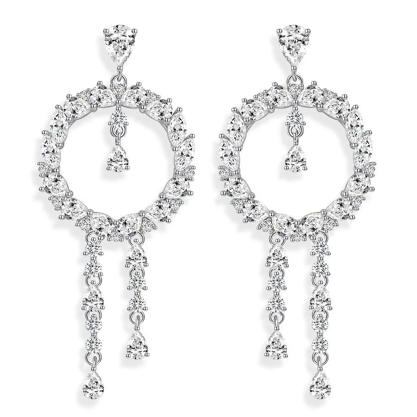 925银合成锆石耳饰 E2451 新款满钻镶嵌白色时尚气质百搭灵动耳钉