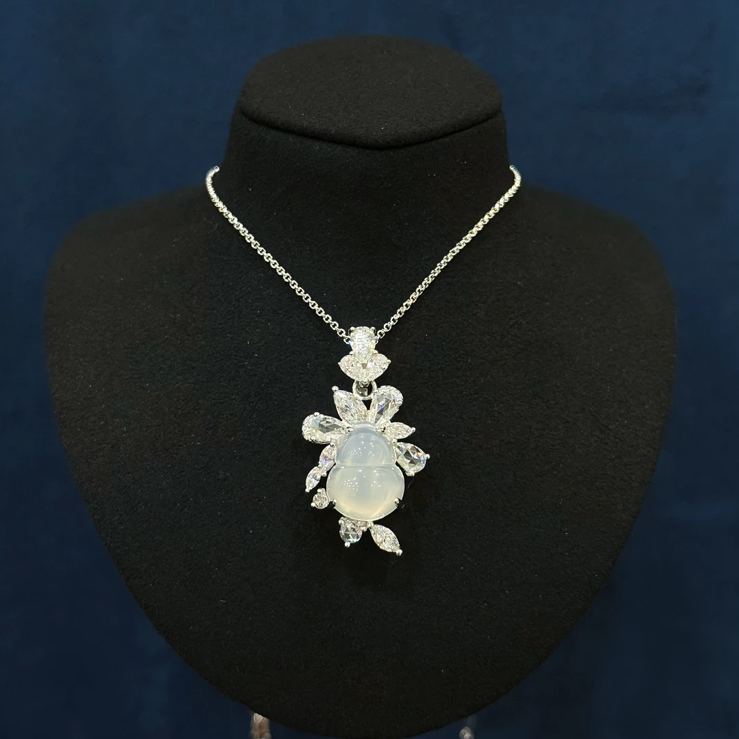 P3460镶嵌小冰葫芦吊坠时尚百搭项链45cm