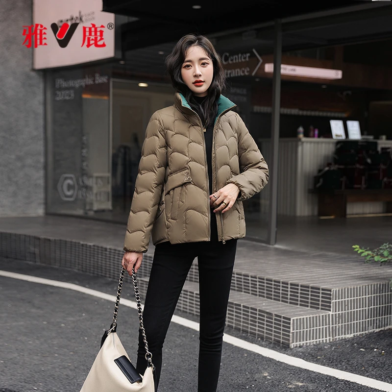 雅鹿YT501X03120羽绒服女保暖冬季显瘦小个子立领韩版修身百搭