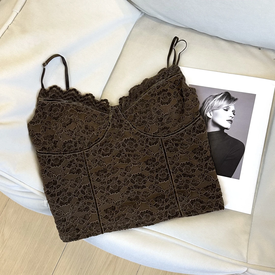 NANUILAB2024新款气质优雅性感蕾丝吊带背心