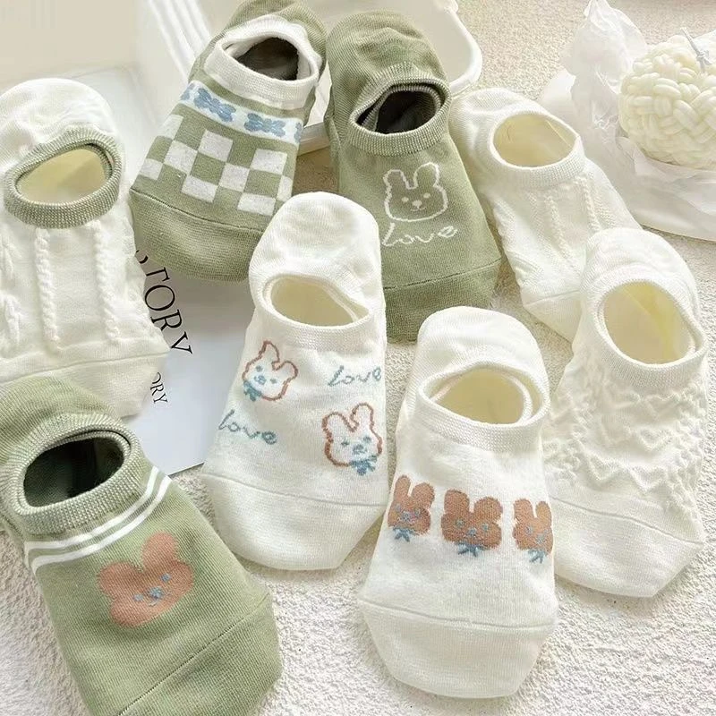 10双/袜子女春夏季薄款透气森系学生ins潮百搭浅口防滑隐形船袜子