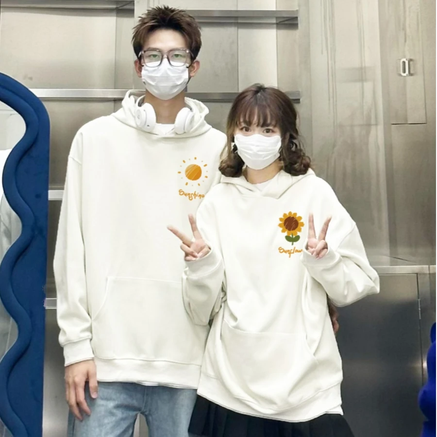 2025新款情侣装春秋冬季男女休闲卫衣宽松上衣班服套装潮牌向日葵