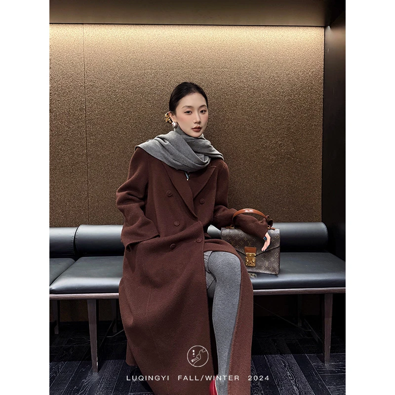 鹭青一原创【令仪】复古羊毛大衣女冬经典西装毛呢外套L24W0523L