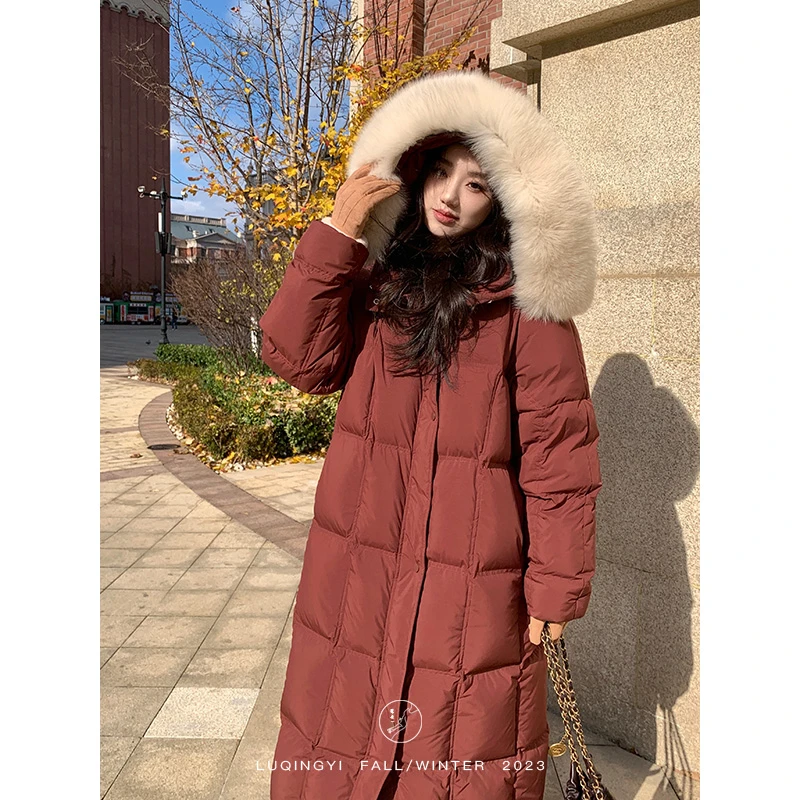 鹭青一现货【浓酒心】90白鹅绒羽绒服女冬狐狸毛领外套L23Y1677H