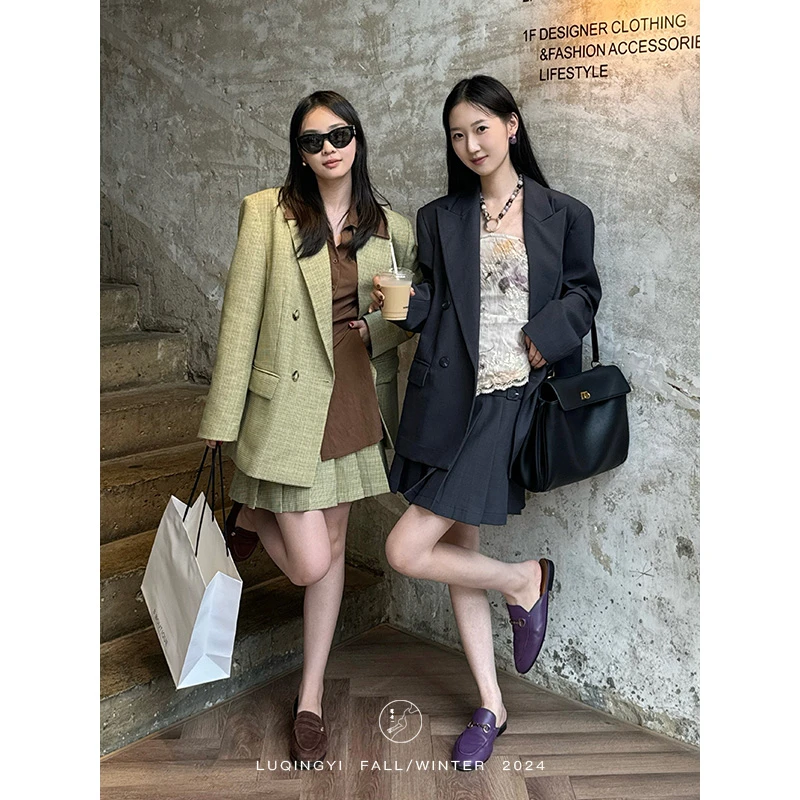 鹭青一【莉莉丝】精选经典西装外套女气质西服百褶短裙L24G6766A