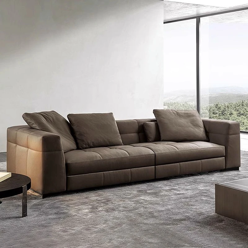 意式极简高档头层牛皮沙发现代简约客厅小户型直排布雷泽真皮沙发