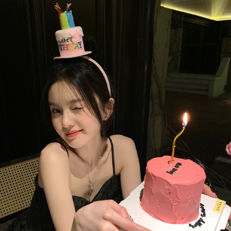 韩国ins网红生日帽子女神发箍发卡可爱蛋糕头饰宝宝周岁公主拍照